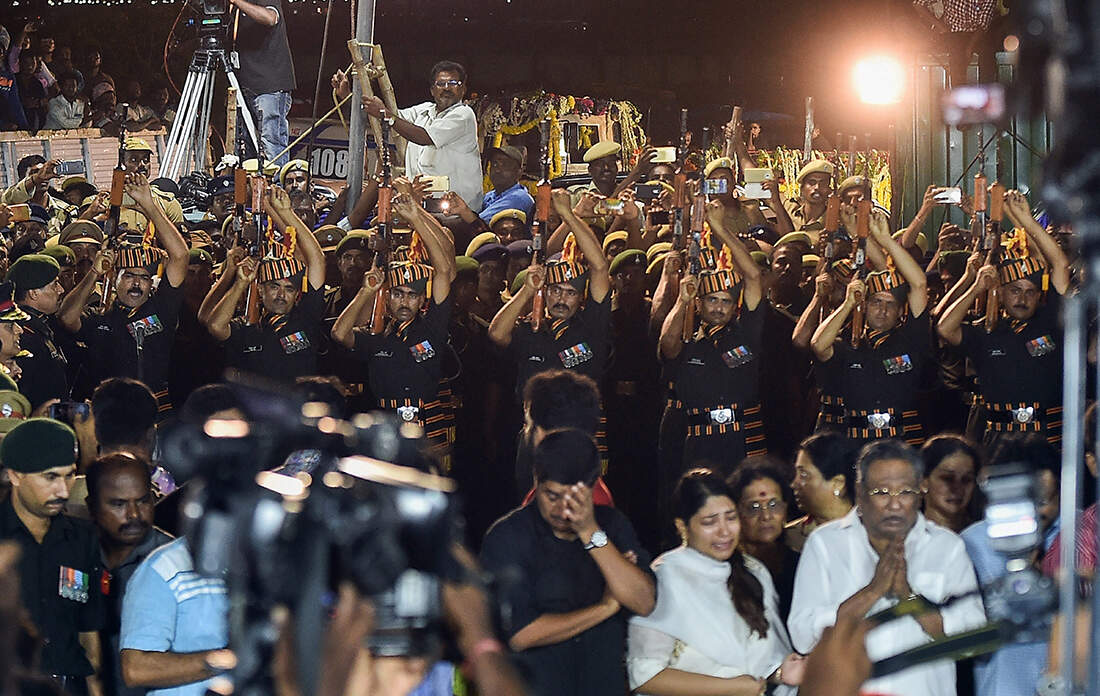 M Karunanidhi's funeral procession draws throngs of followers