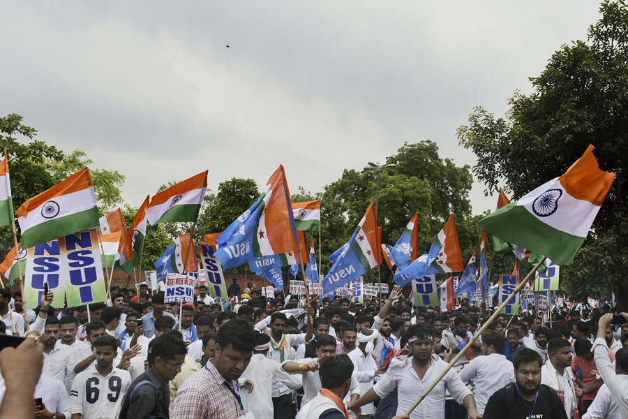 NSUI holds protest against central government