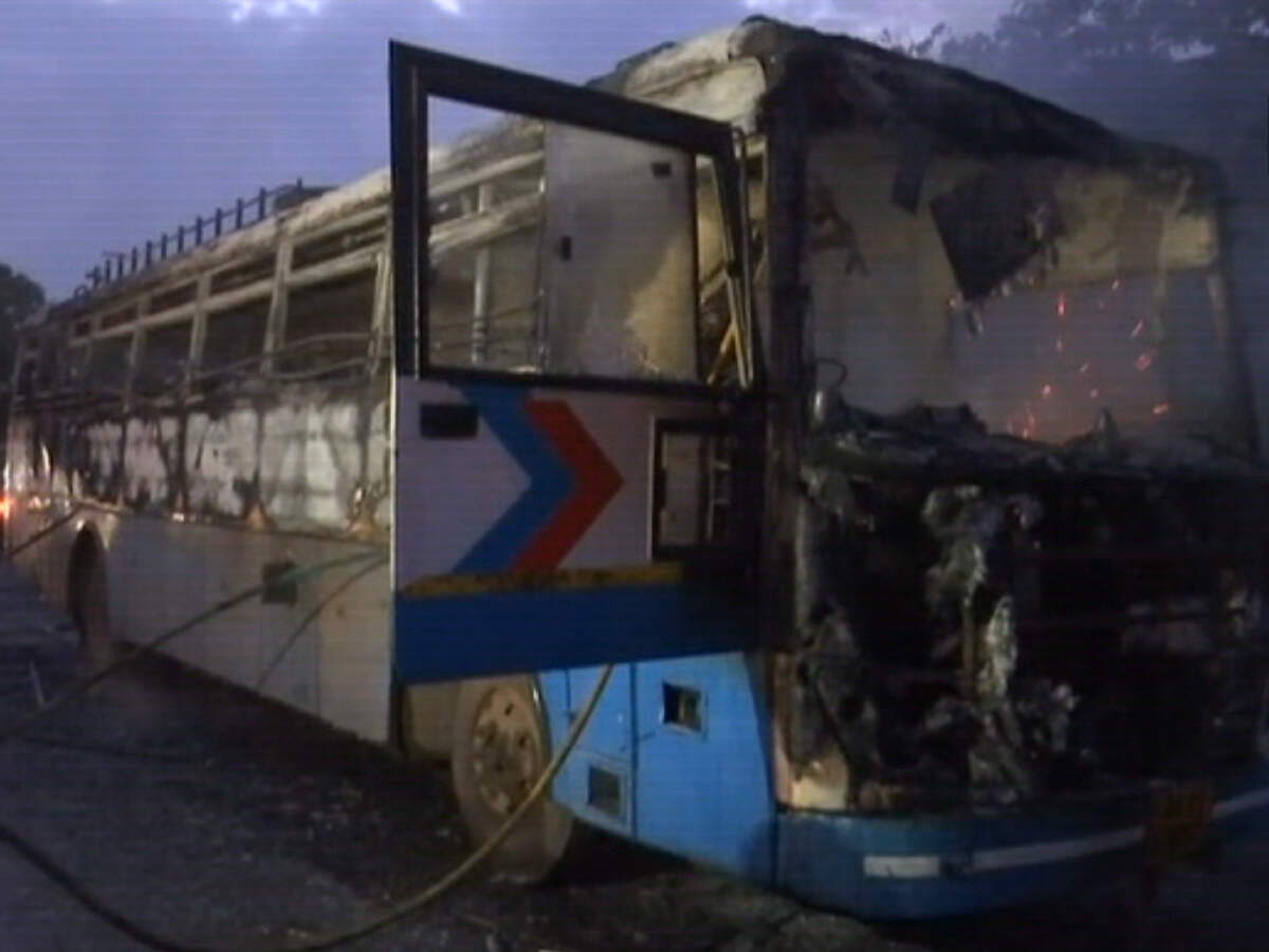 Lucky escape for passengers after bus catches fire in Goa
