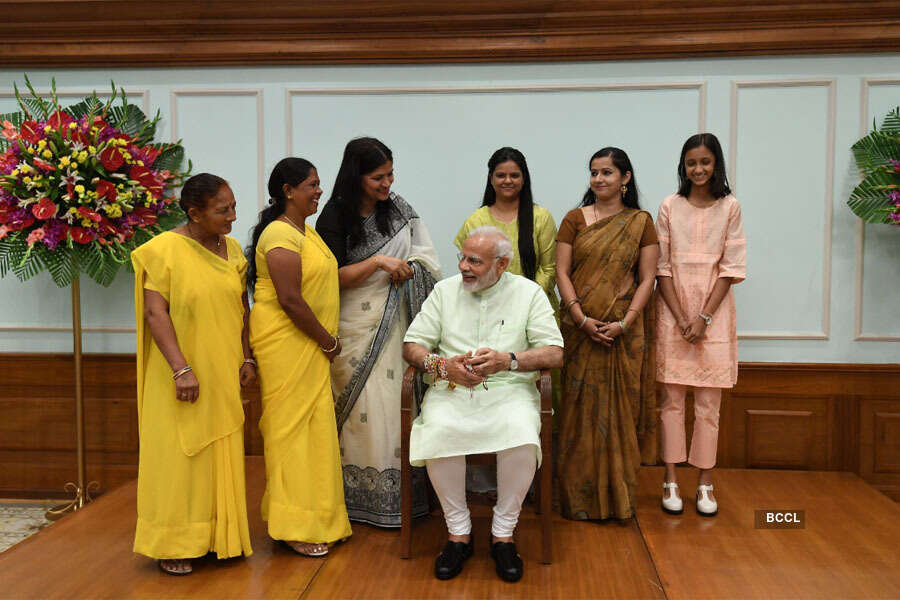 PM Modi celebrates Rakshabandhan