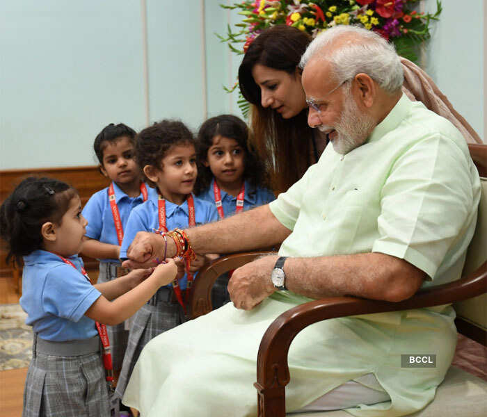 PM Modi celebrates Rakshabandhan