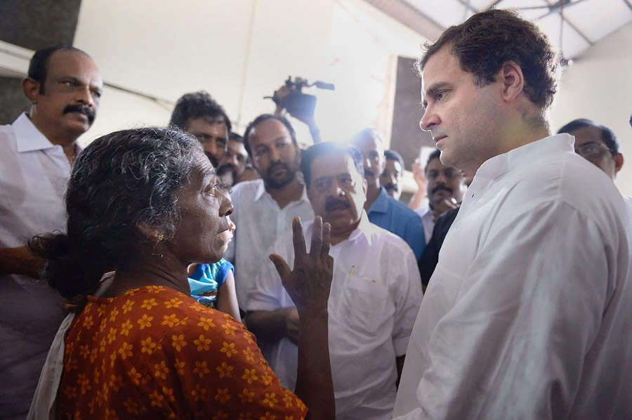 Rahul Gandhi visits flood relief camps in Kerala