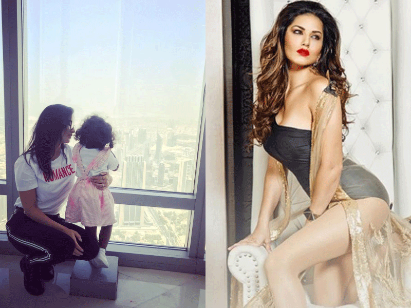 Sunny Leone spends some downtime with baby Nisha by the balcony