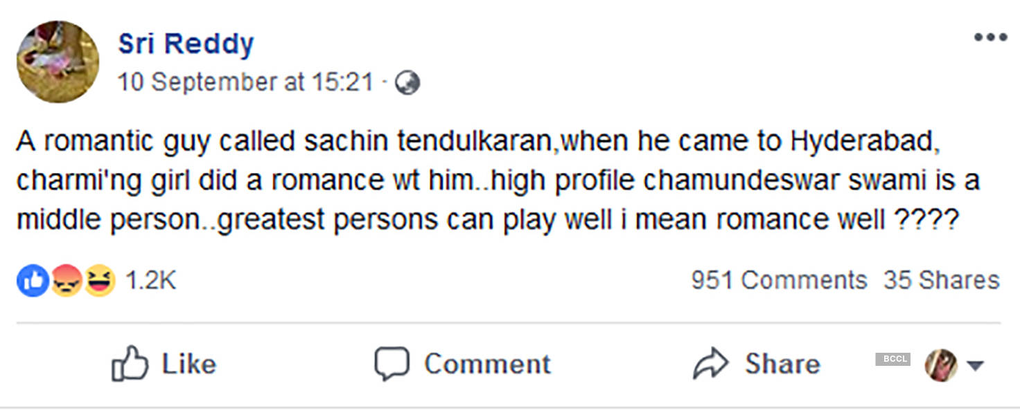 Sri Reddy targets legendary cricketer Sachin Tendulkar, gets trolled