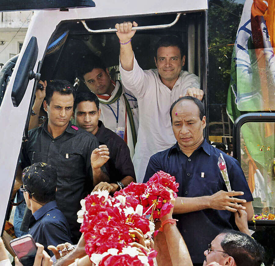 Rahul Gandhi holds roadshow in poll-bound MP