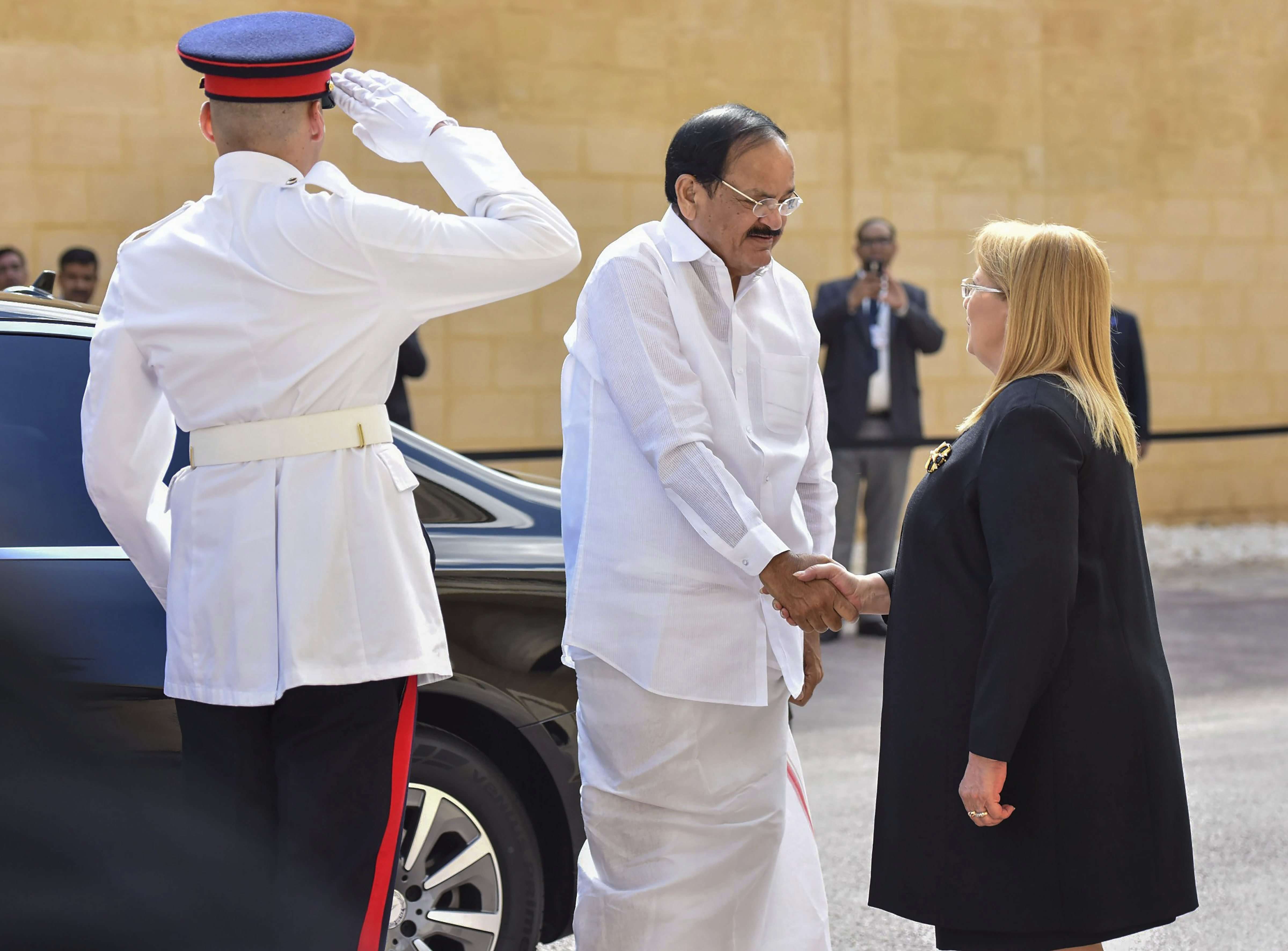 Vice President Venkaiah Naidu arrives in Romania