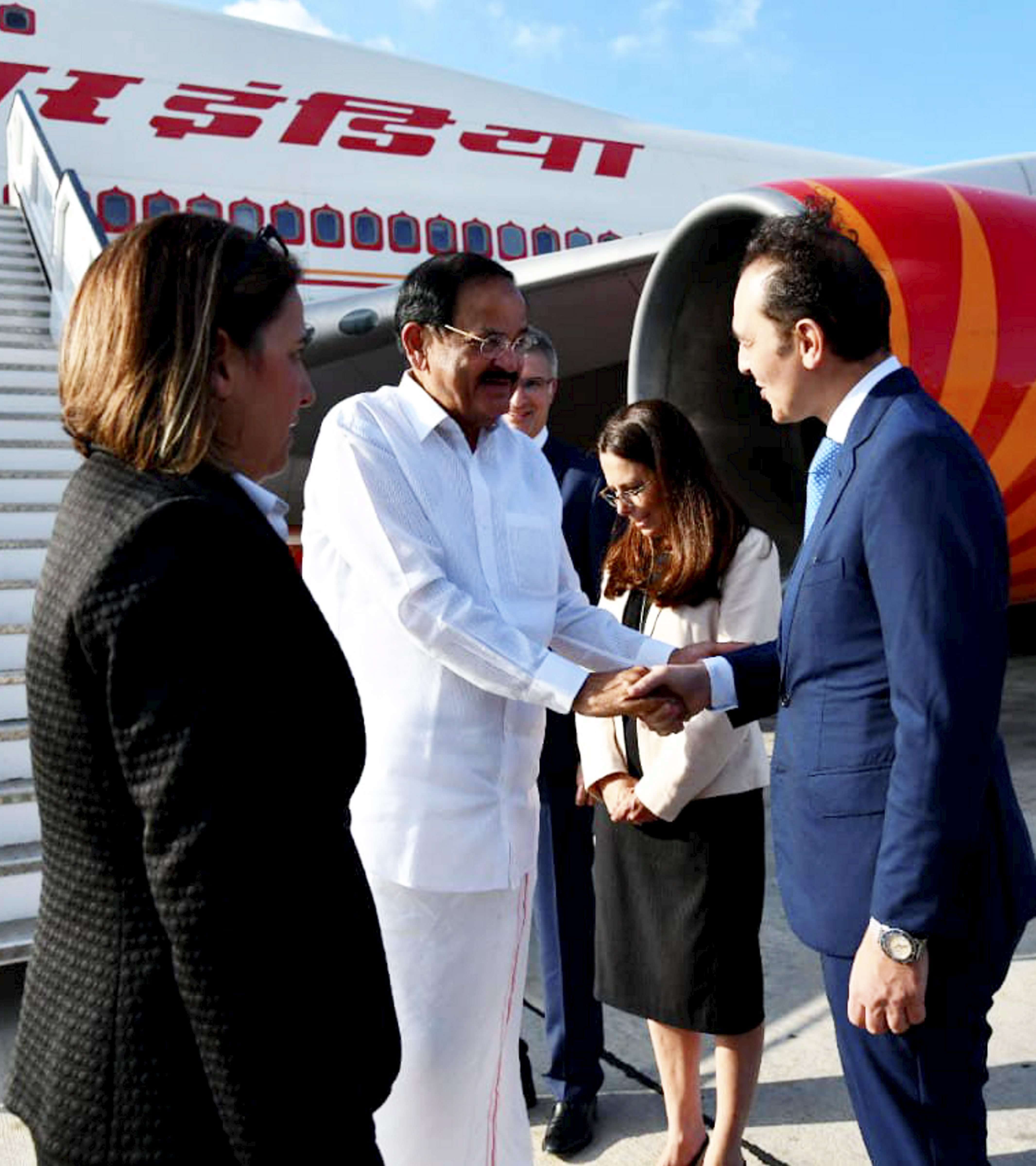 Vice President Venkaiah Naidu arrives in Romania