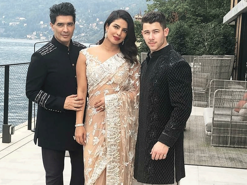Priyanka Chopra and Nick Jonas go traditional as they share the frame with Manish Malhotra