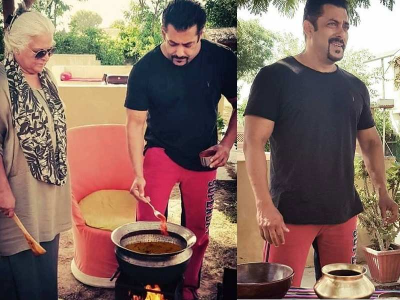 Superstar Salman Khan tries his hand in cooking; see pics