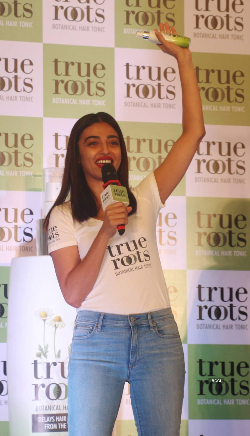 Radhika Apte poses with Anuradha Aggarwal during the launch of True Roots  Botanical Hair Tonic in Mumbai - Photogallery