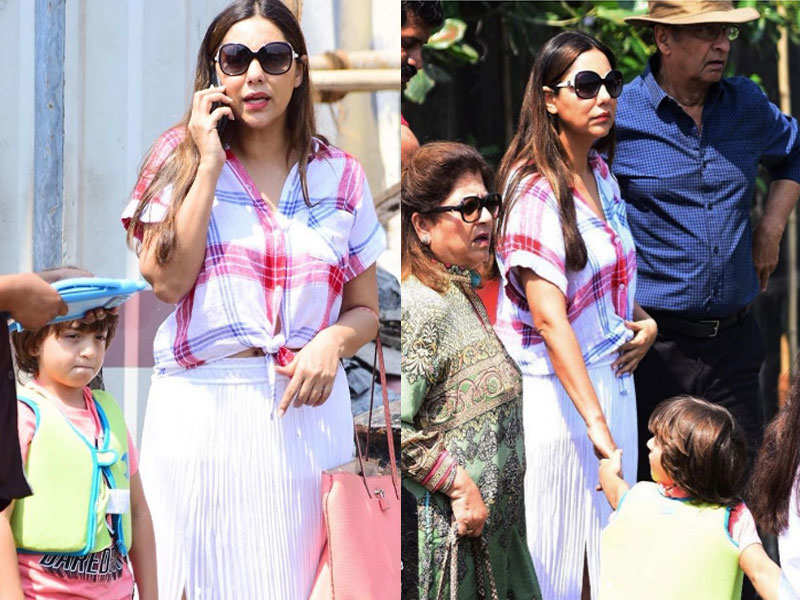 Birthday girl Gauri Khan spotted with son AbRam Khan in the city