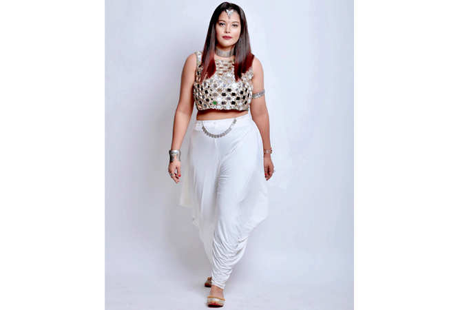 dhoti style dress with crop top
