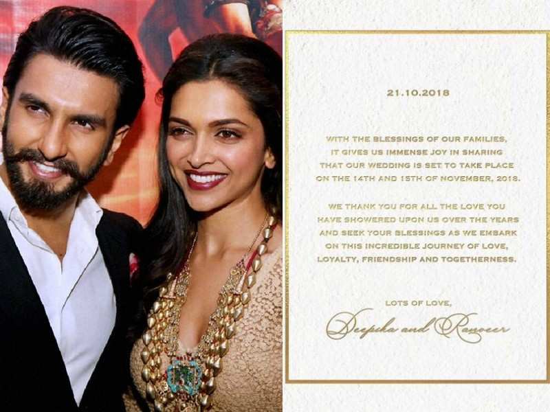 It’s official: Ranveer Singh and Deepika Padukone reveal the date of their wedding!
