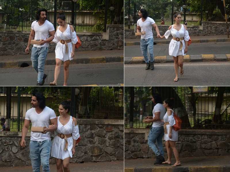 Rumoured couple Harshvardhan Rane and Kim Sharma snapped hand-in-hand post their lunch date together