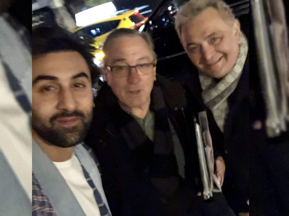 Photo: Rishi Kapoor has his “wow moment” bumping into Robert De Nero on an evening out with Ranbir Kapoor