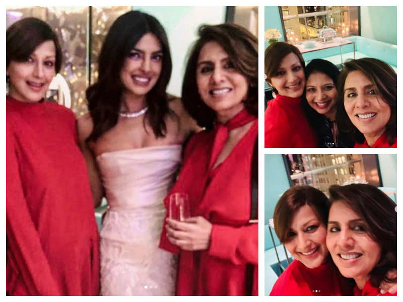 Photo: Sonali Bendre and Neetu Kapoor twin in red at Priyanka Chopra’s bridal shower