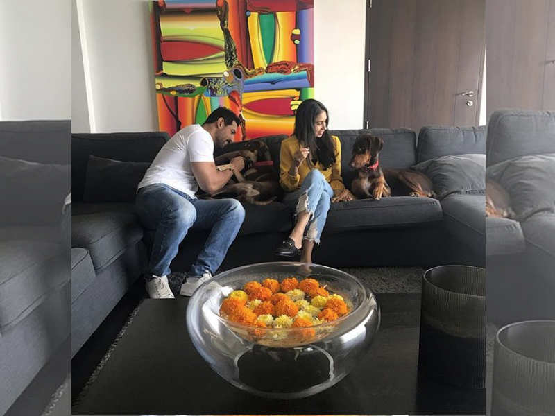 Photo: John Abraham celebrates Diwali with wife Priya and his two pooches
