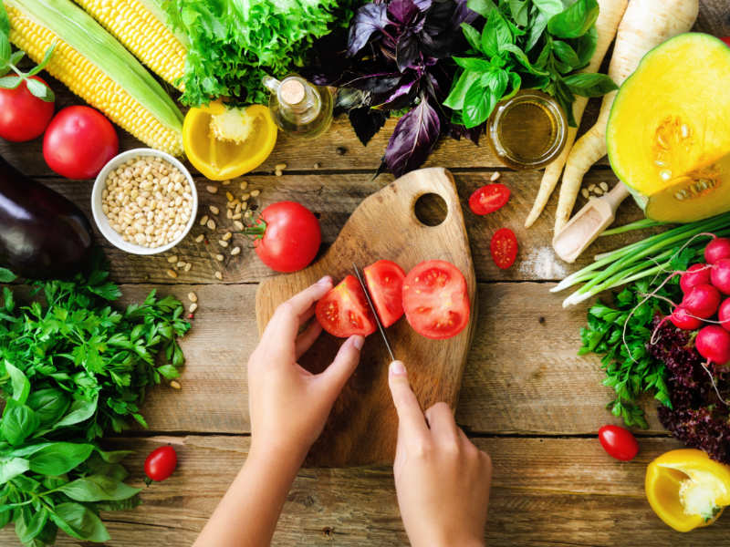 chopping vegetables