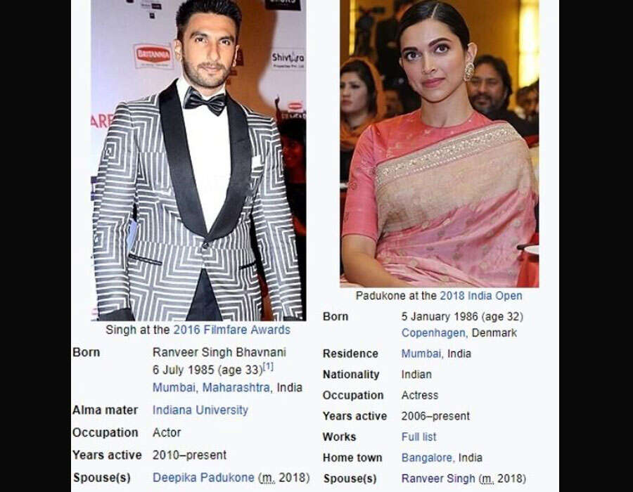 Ranveer Deepika Wiki Deepika Padukone And Ranveer Singh S Wedding The Updated Wiki Bios Of The Couple Says It All