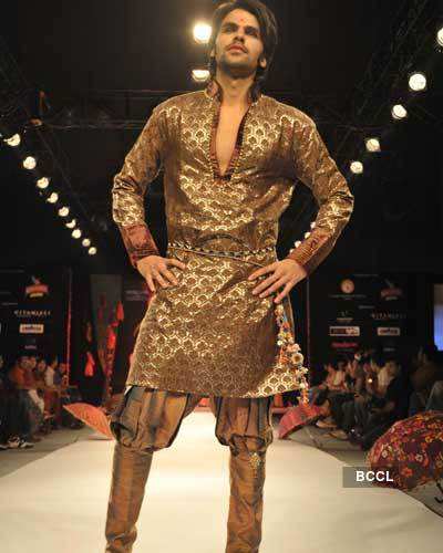 A model presents a creation by designers Sharad Raghav and Sonia Verma ...