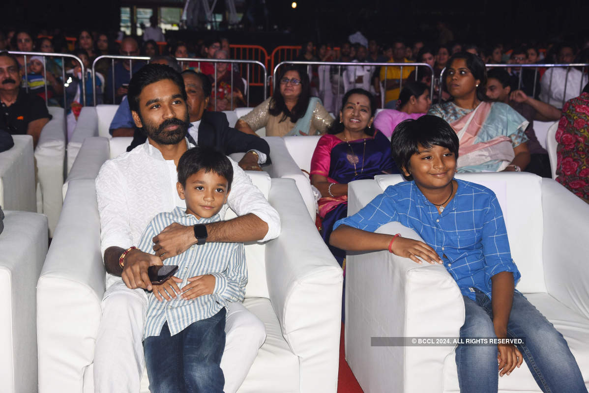 Rajinikanth and Dhanush attend a concert organised by Latha Rajinikanth