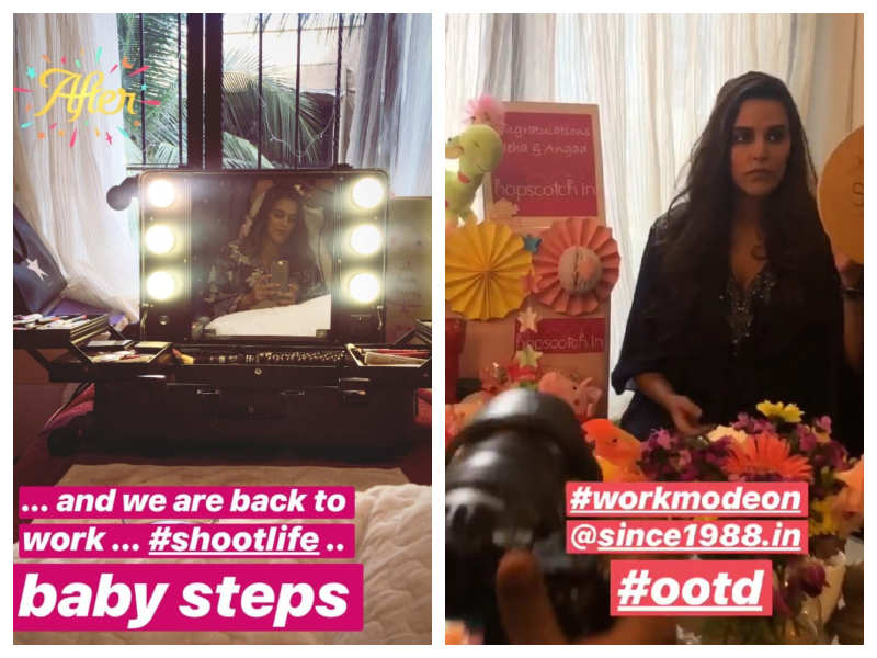 Photos: Neha Dhupia is taking “baby steps” on her way back to work