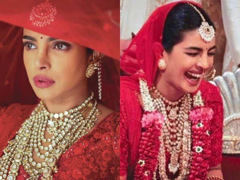 priyanka chopra in red lehenga