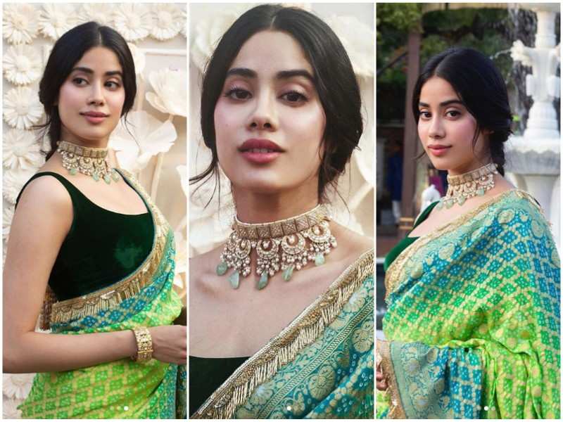 Photos: Janhvi Kapoor looks drop-dead gorgeous in a green saree