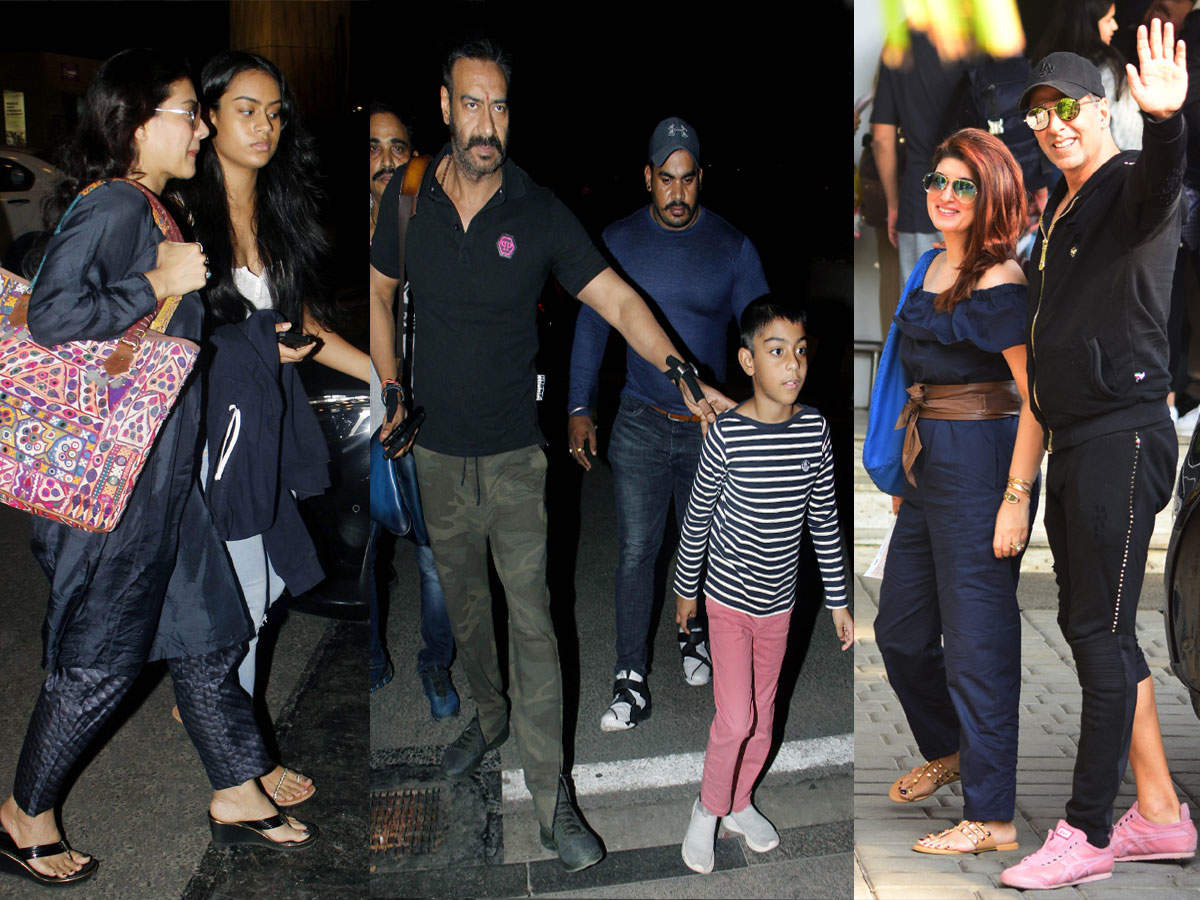 ​Ajay Devgn-Kajol, Akshay Kumar-Twinkle Khanna and their families head out for a vacation