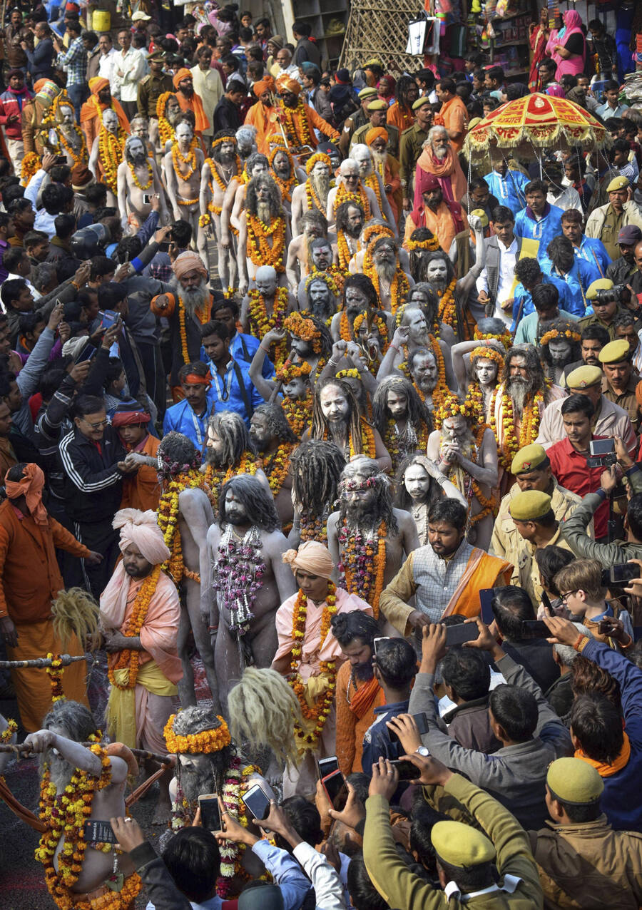 Naga Sadhus make 'royal entry' for Kumbh Mela