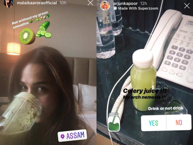 Malaika Arora and rumoured beau Arjun Kapoor shared photos of green smoothies on their Instagram accounts