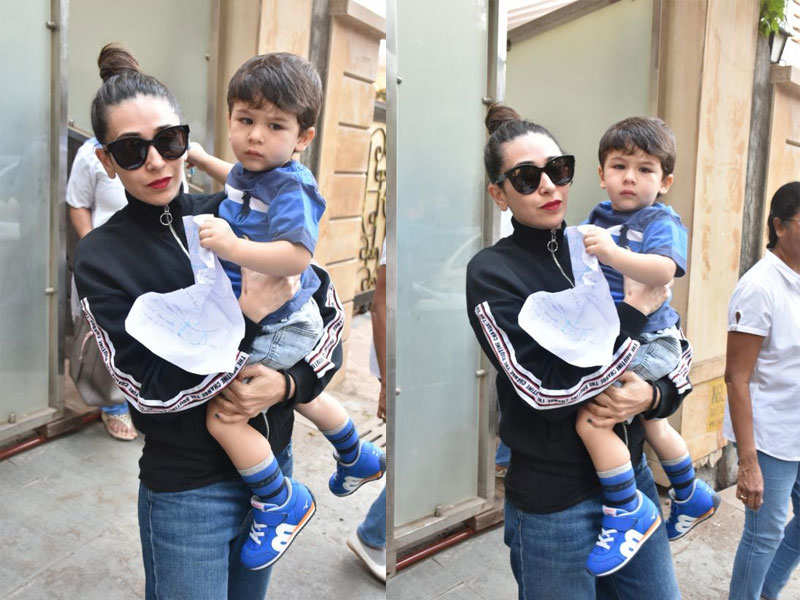 Pics: Taimur Ali Khan gets spotted with aunt Karisma Kapoor