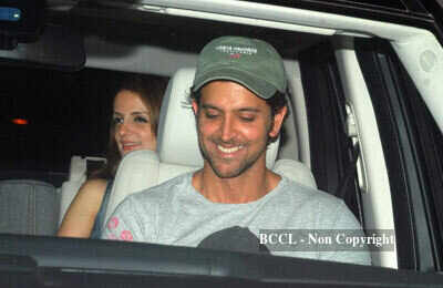 (L-R) Uday Chopra, Suzzane and Hrithik Roshan spotted on the occassion ...