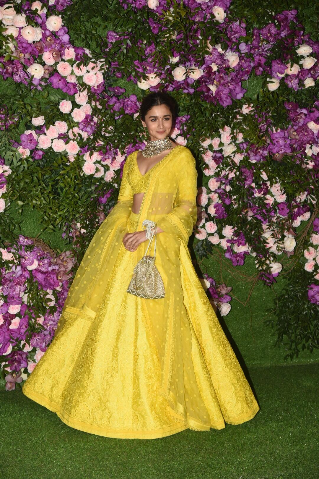 Alia Bhatt made head turns in a bright yellow lehenga at Akash Ambani and Shloka Mehta's wedding in Mumbai | Hindi Movie News - Times of India