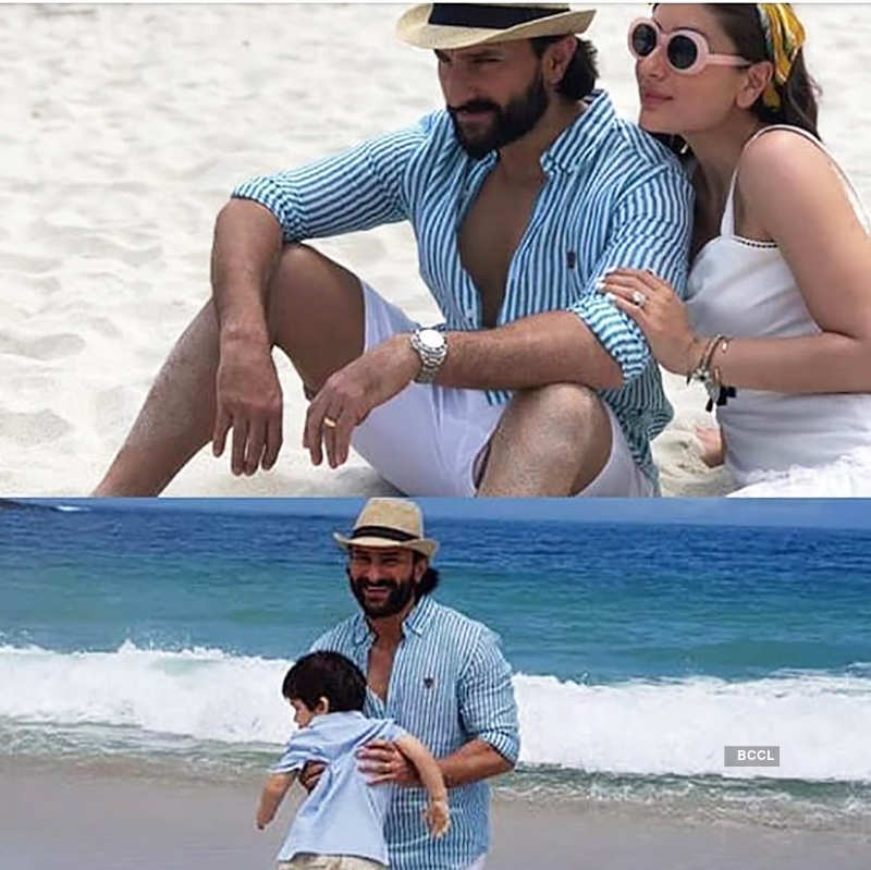 This picture of Saif Ali Khan all set to chop son Taimur's long, shaggy hair will make you smile