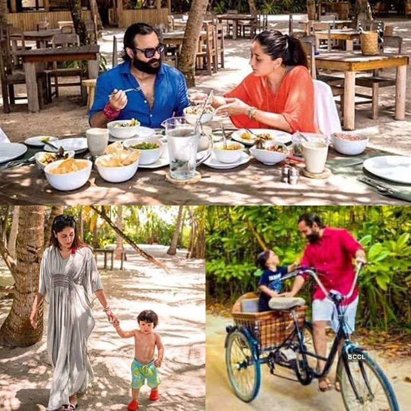 This picture of Saif Ali Khan all set to chop son Taimur's long, shaggy hair will make you smile