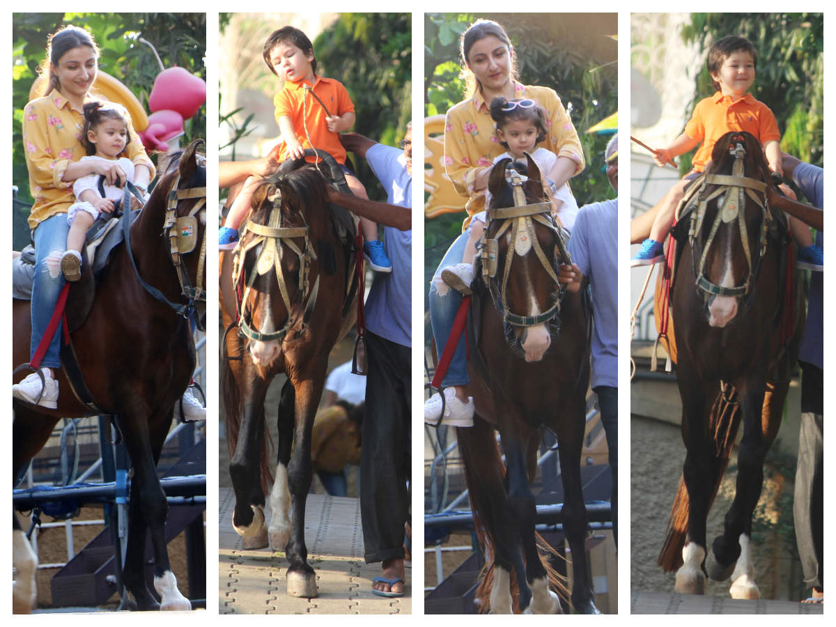 Photos: Taimur Ali Khan and Inaaya Naumi Kemmu enjoy a horse ride