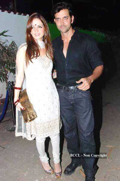 Hrithik Roshan with wife Suzzane Roshan at Shilpa Shetty's Diwali bash ...