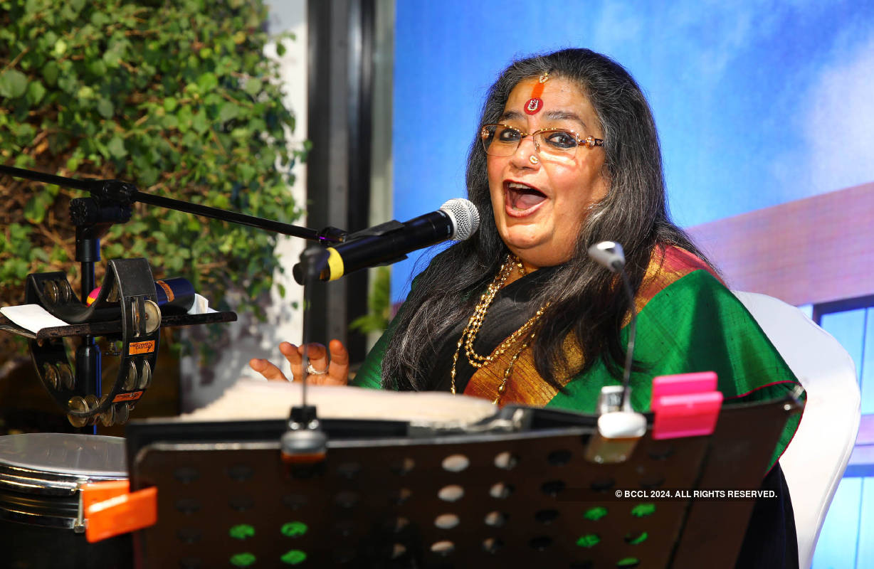 Usha Uthup performs at an event