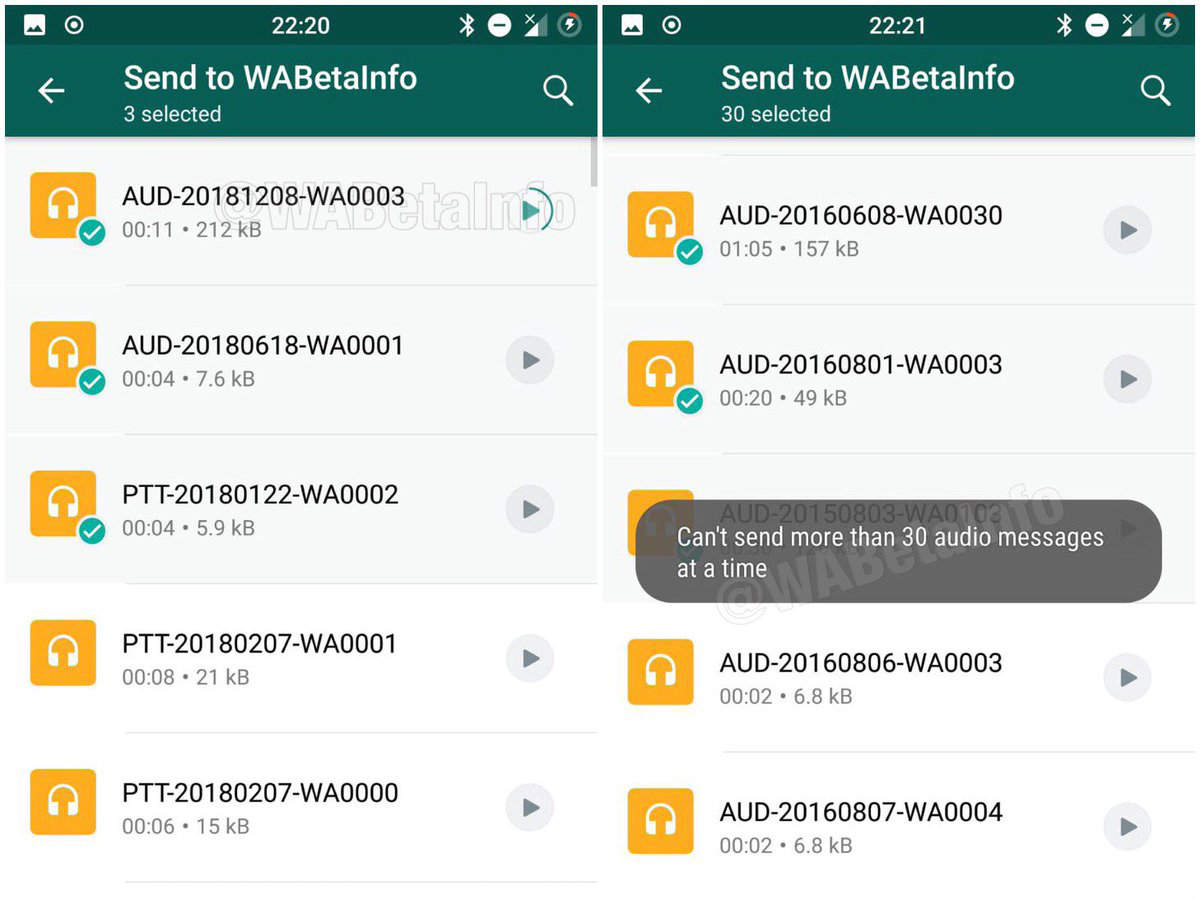 Changing the way audio files are sent on WhatsApp