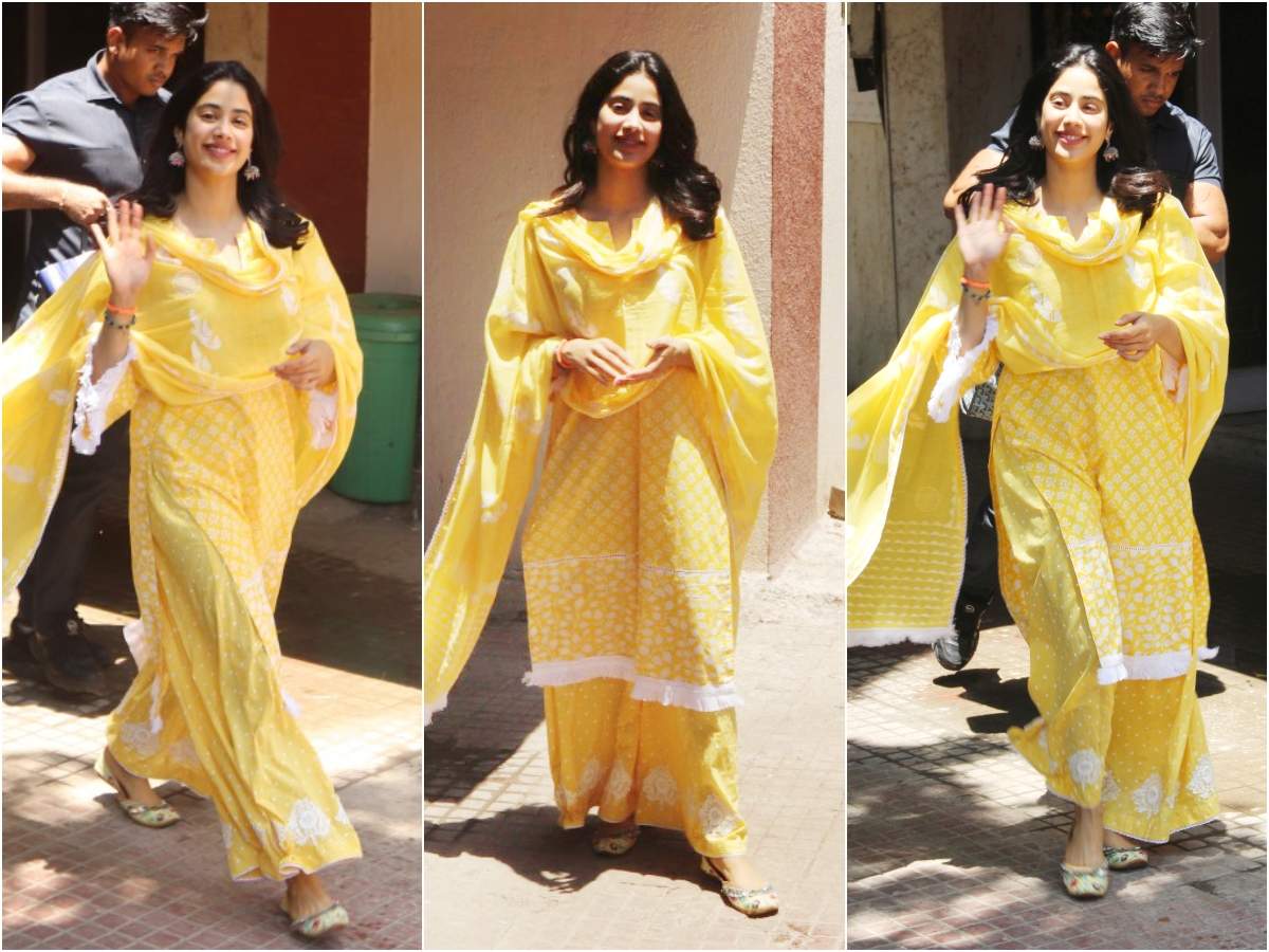 Photos: Janhvi Kapoor looks mesmerising in a yellow traditional outfit post her workout session