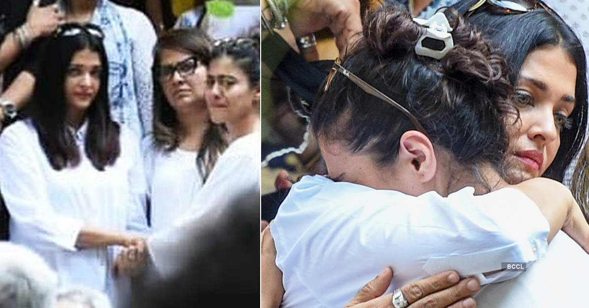 Kajol breaks down as Aishwarya Rai Bachchan consoles her at Veeru Devgan's funeral