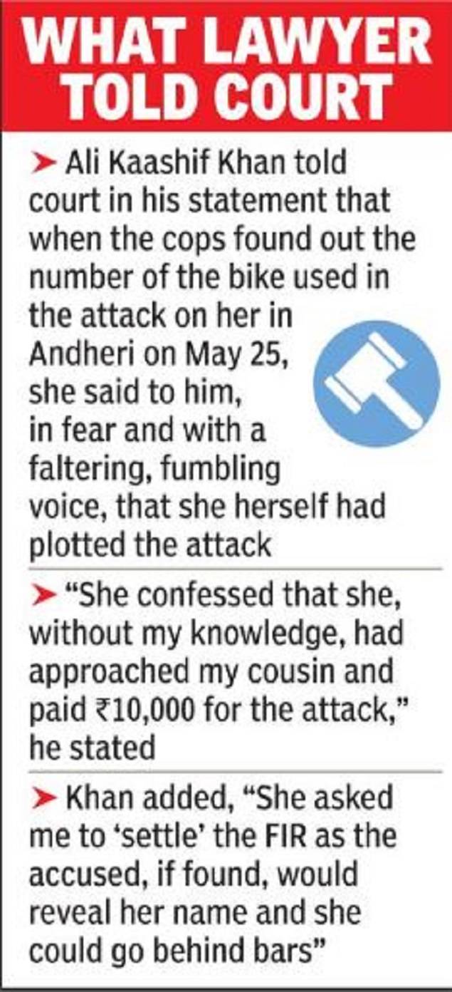   Graphic "title =" Graphic "/> </div>
<p>  An officer from the Oshiwara Police Station said," Khan confessed that he was the mediator between his cousin Altamash and the woman. Sufficient evidence exists to prove the role of the woman.Altamash told us that he had met the woman after her cousin (the lawyer) presented her at her Andheri apartment. May 24. The next day, the attack was held in accordance with the plan, discussed the attack plot with his cousin and the woman. "</p>
<p> The woman, who had filed a complaint claiming that two men on bicycle had struck her with a paper knife near Joggers Park in Andheri (W), had not responded to the complaint. Tuesday's call, asking if the police had intervened. touch with her. On Monday, she refuted the lawyer's allegations. She had told you that she trusted the law and that she had never met her lawyer's cousin.<br />
<br /> "I have never hurt anyone until now," she said. Khan, in his statement to the court on Monday, said he met with his wife and Shadaab Patel on May 23 at his home in Bandra to discuss this woman's plan for a #MenToo rally in Delhi. "Patel said that he had political contacts and with NGOs that could organize rallies for the rally," he said.<br />
</p>
<p>  Khan later stated that he had introduced his close Altamash to the wife of his residence in Andheri, with Altamash being able to organize rallies for the rally because of his ties to several political parties in Mira-Bhayander.</p>
<p>  Khan adds that after his conversation, he went to buy cigarettes and returned 10 to 12 minutes later, he found that his cousin's behavior was strange. Khan claimed that the woman had done "black magic" and asked her cousin to plan the attack. The five defendants are released on bail.</p>
<p>  TimesView</p>
<p><em>  This paper has not faltered in its campaign against all forms of badual violence. But, likewise, he called for strict punitive measures, including imprisonment, when it was found that the plaintiffs had made false accusations of harbadment and rape. Indeed, the courts themselves have been harshly criticized in many cases where allegations of extortion / blackmail or blackmail have been made, or as revenge for relationships that have not happily ended. Leaving aside the trauma of prison, the mental pain and damage to reputation that the accused face are incalculable. Without prejudging any case, the police and the courts must send a message that the fabricated allegations will have far-reaching consequences. </em>
</div>
</pre>
</pre>
[ad_2]
<br /><a href=