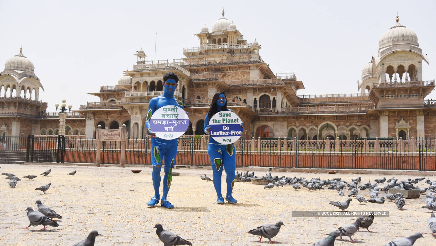 PETA members protest against the use of leather products