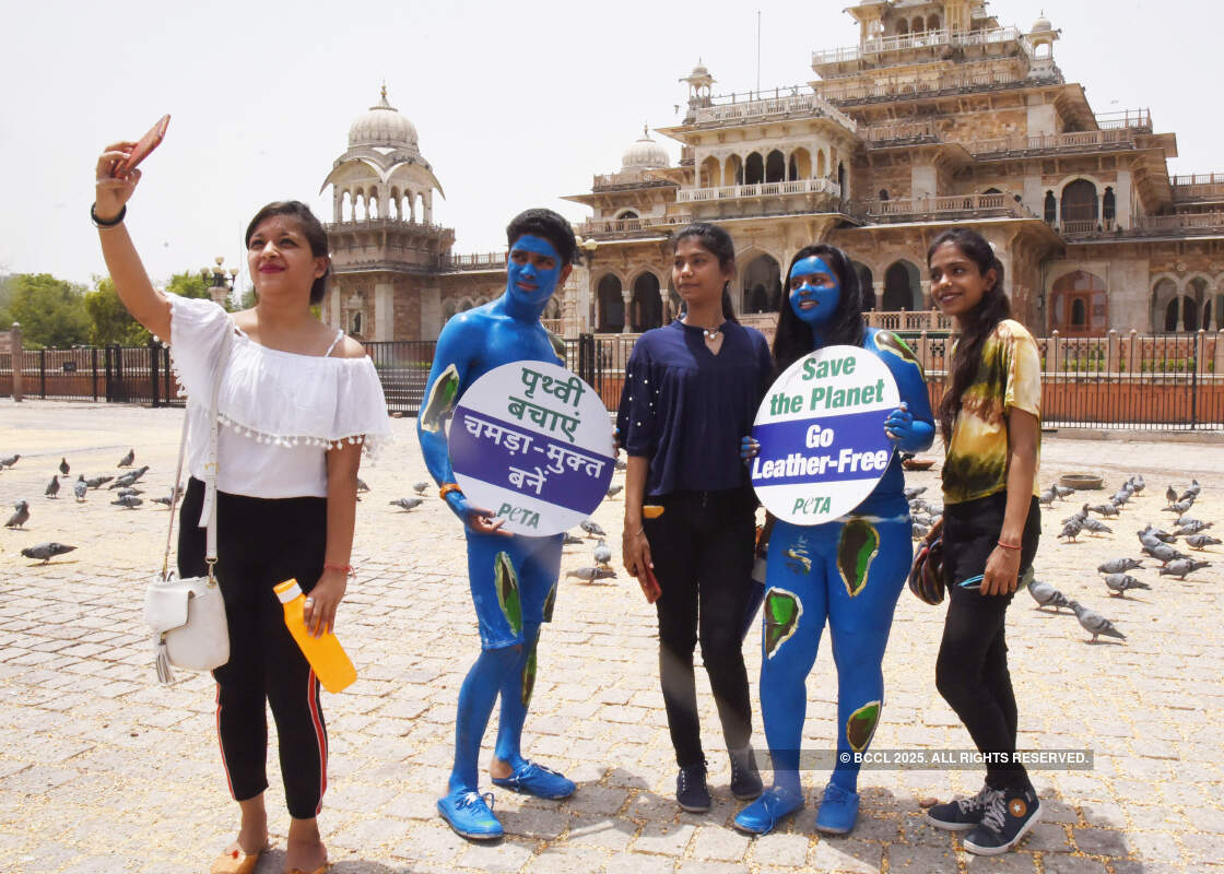 PETA members protest against the use of leather products