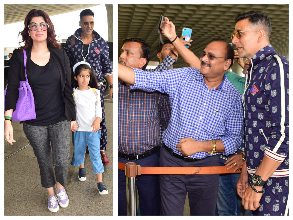 Photos: Akshay Kumar, Twinkle Khanna and Nitara finally jet off to London for their vacation