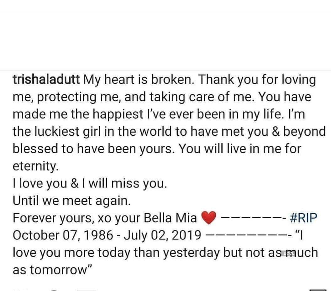 Trishala Dutt announced the sudden death of her BF on social media