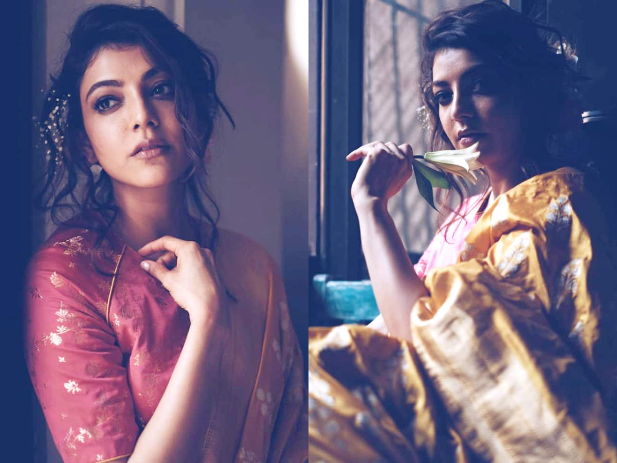 Kajala Sexy Videos - Kajal Aggarwal goes all retro in this yellow silk sari | The Times ...