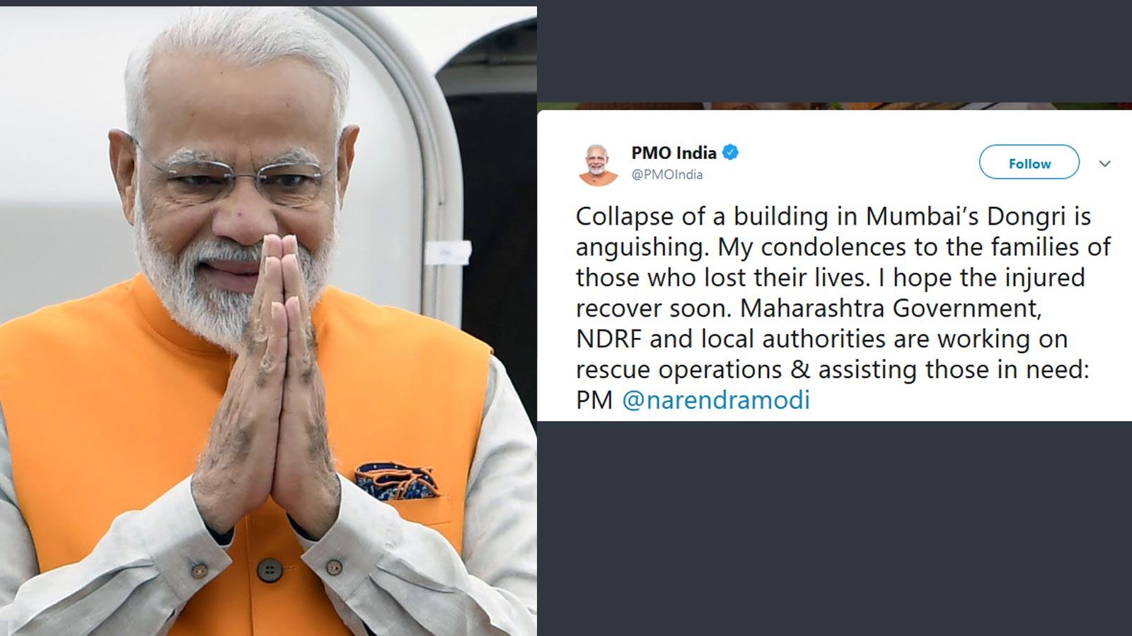 Narendra Modi expresses condolences for Mumbai building collapse victims