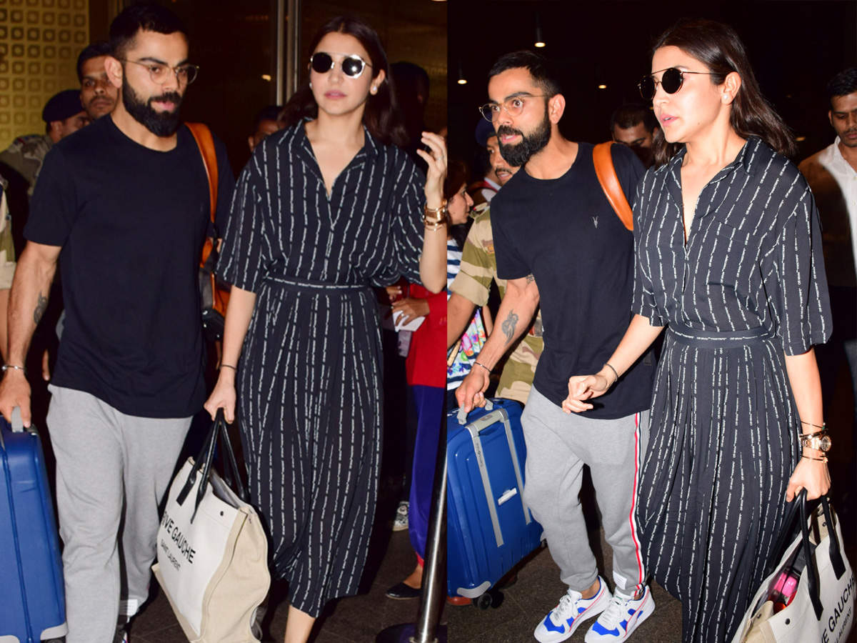 Anushka Sharma returns to Mumbai was dressed in checked pants by